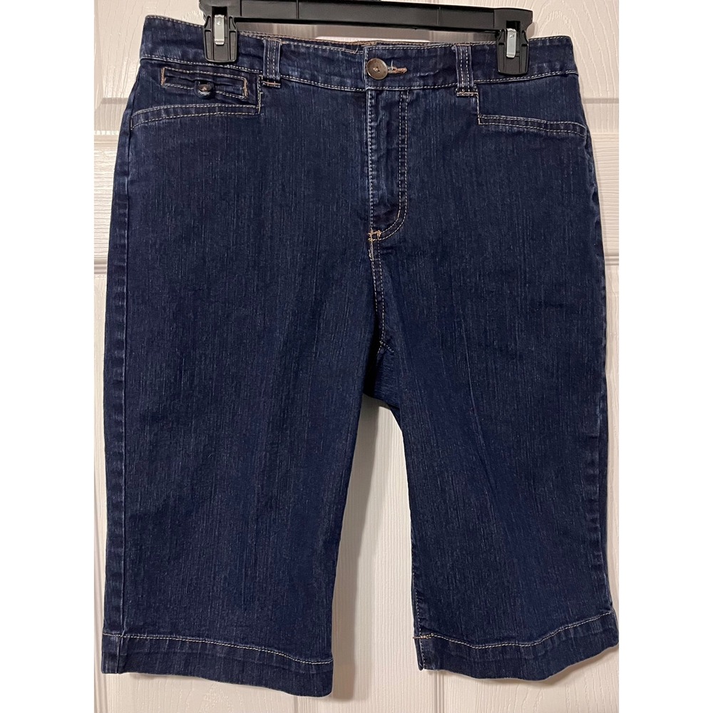Bandolino Ivette Dark Wash Bermuda Denim Shorts Womens Size 6 Stretch Blue